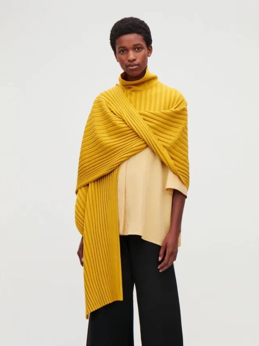 COS Ribbed Roll-Neck Scarf 100% wool